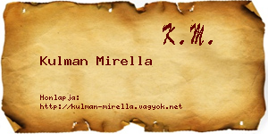 Kulman Mirella névjegykártya
